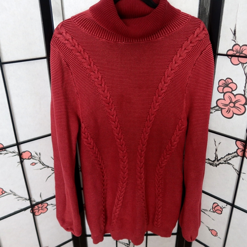 Impressions Cowl Neck Red Sweater Size Large